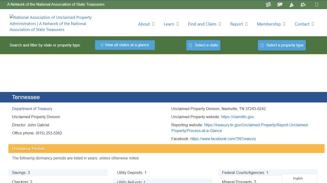Tennessee – National Association of Unclaimed Property Administrators (NAUPA)